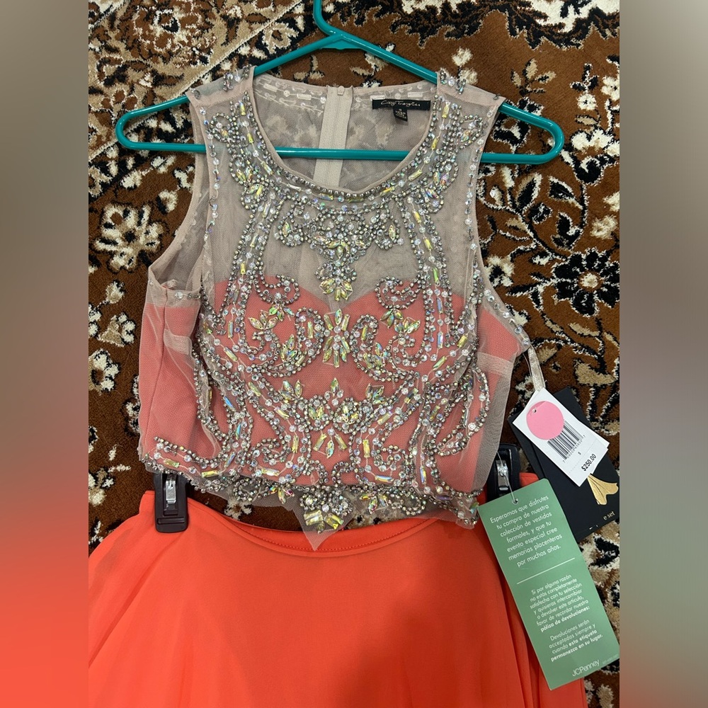 Coral two piece never used with tags on prom dress